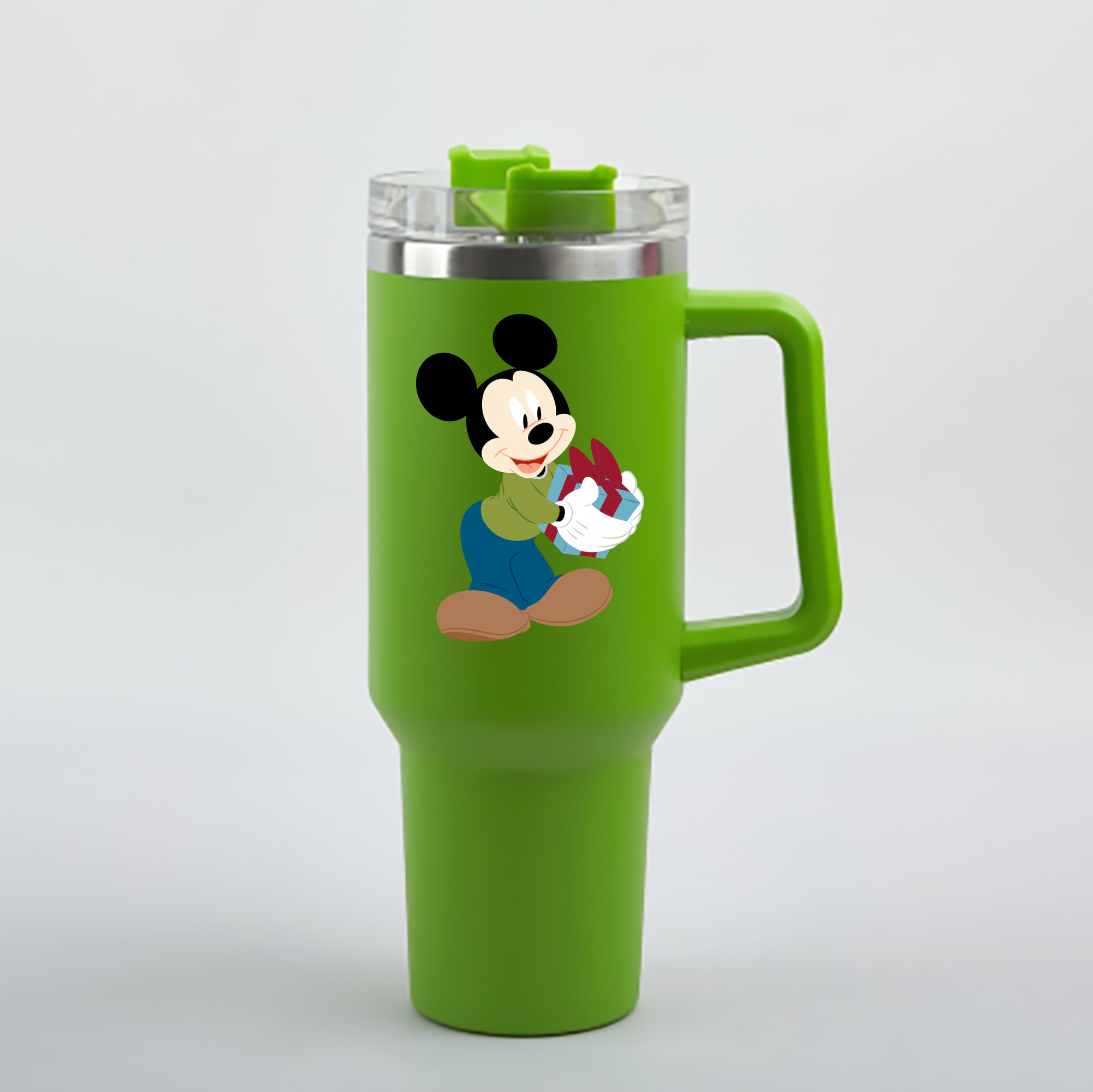 （画像用） ミッキーマウス Mickey Mouse 1200mL車用タンブラー - クリスタルステッカー（プラスチックストロー付き）